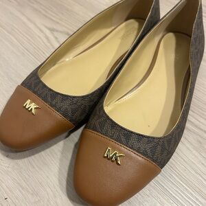 Michael Kors Brown and Tan Logo Flats
